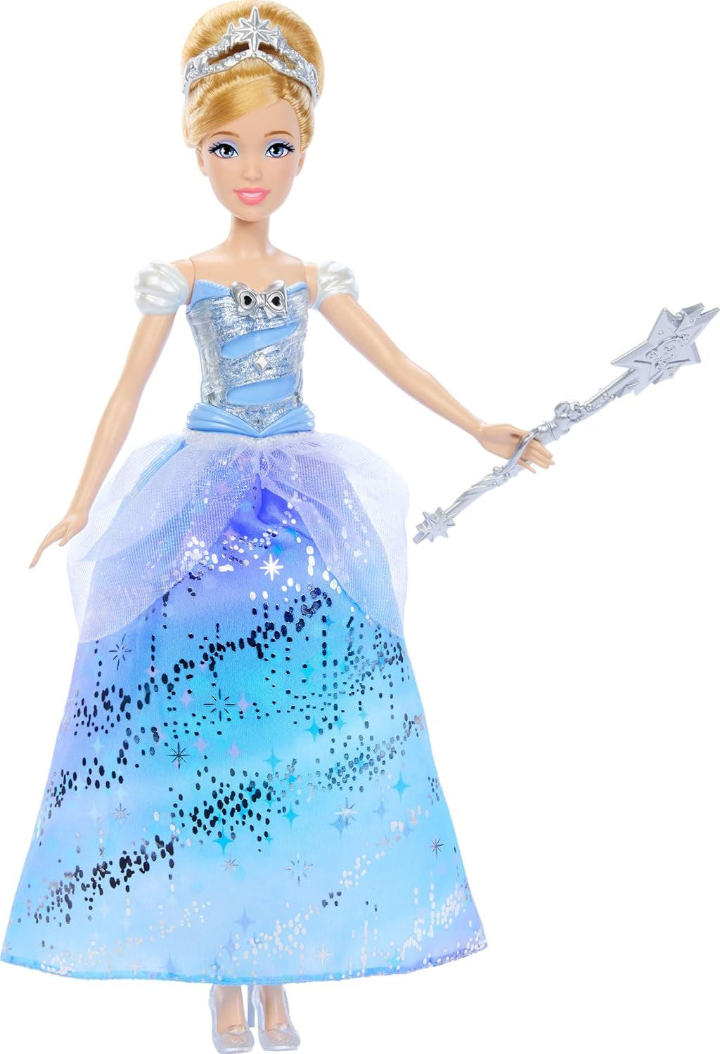 Mattel Disney-Princess-Spielzeuge, Cinderella-Modepuppe mit 2 Looks, 9 Accessoires, 2 Oberteile zum Anklipsen und 2 Röcke. 2-in-1-Geschichten inspiriert vom Disney-Film, JCR95