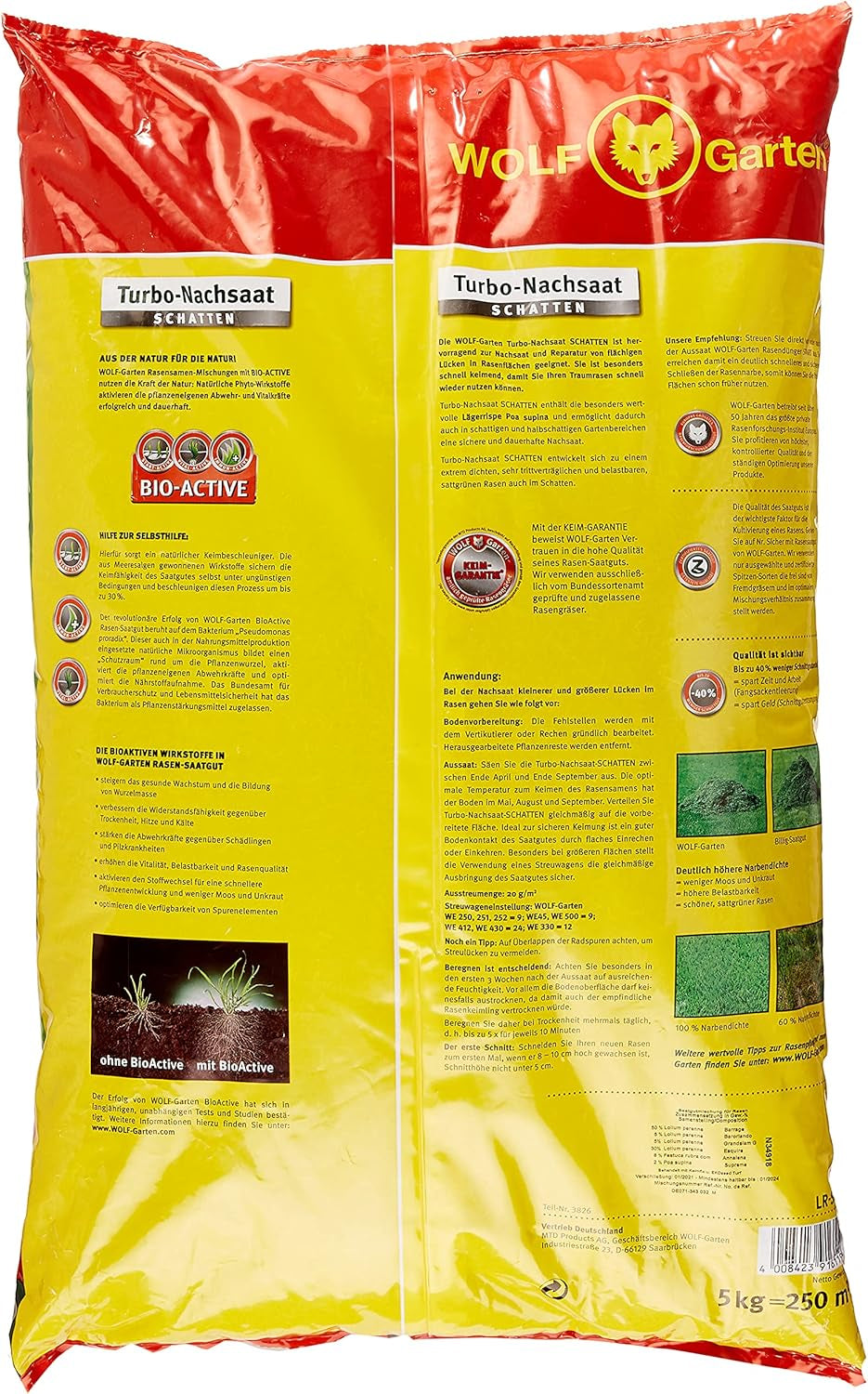 Wolf Garten LR-S D/A Turbo-Nachsaat Schatten FÜR 250 QM, Rot, 3826650