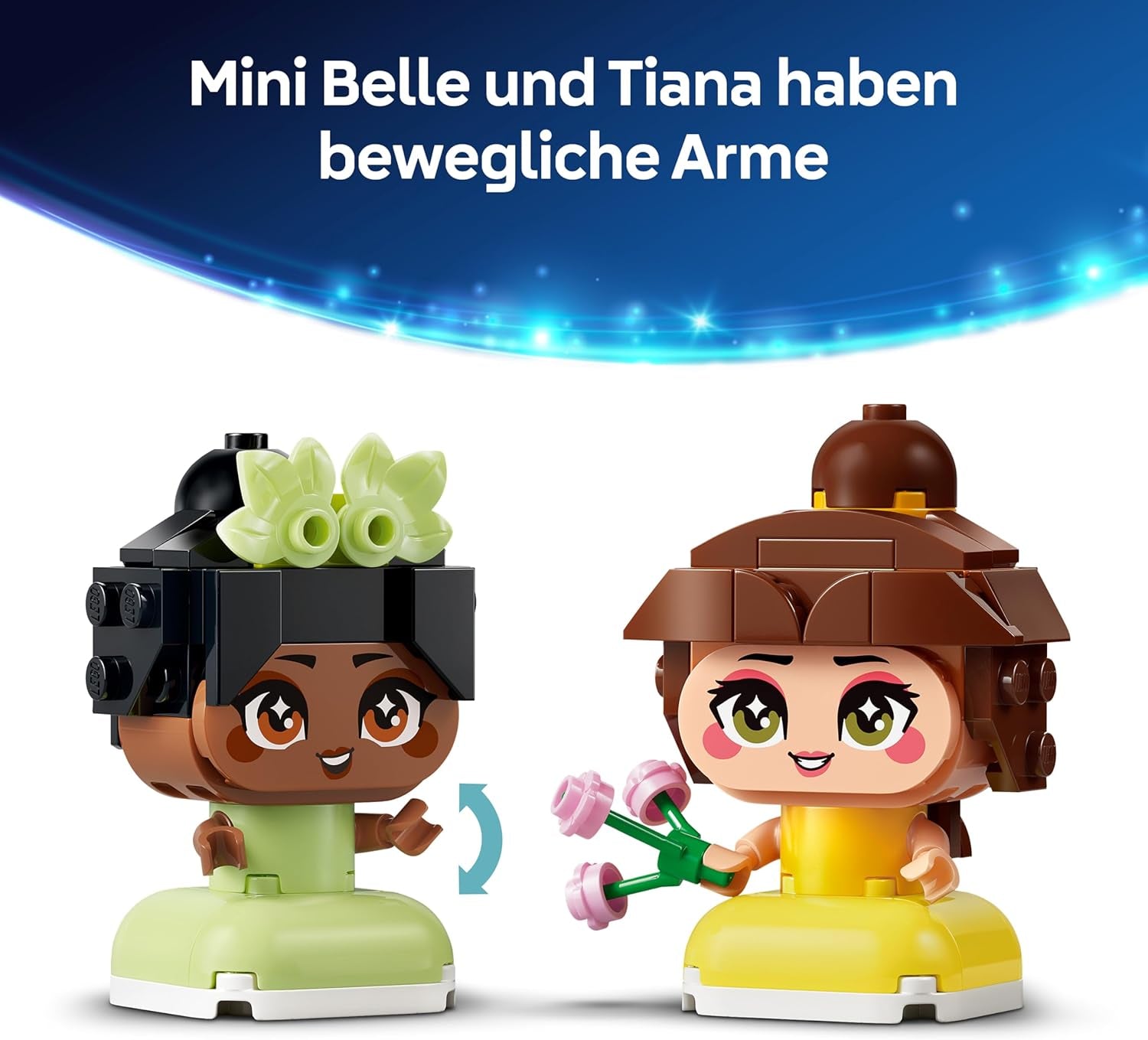 LEGO ǀ Disney Princess Die Mini-Prinzessinnen Belle und Tiana mit ihrem Schloss - Spielzeug mit 2 Minipuppen und Zubehör - DIY Deko - Geschenk für Mädchen ab 5 Jahren und Disney Fans - 43291