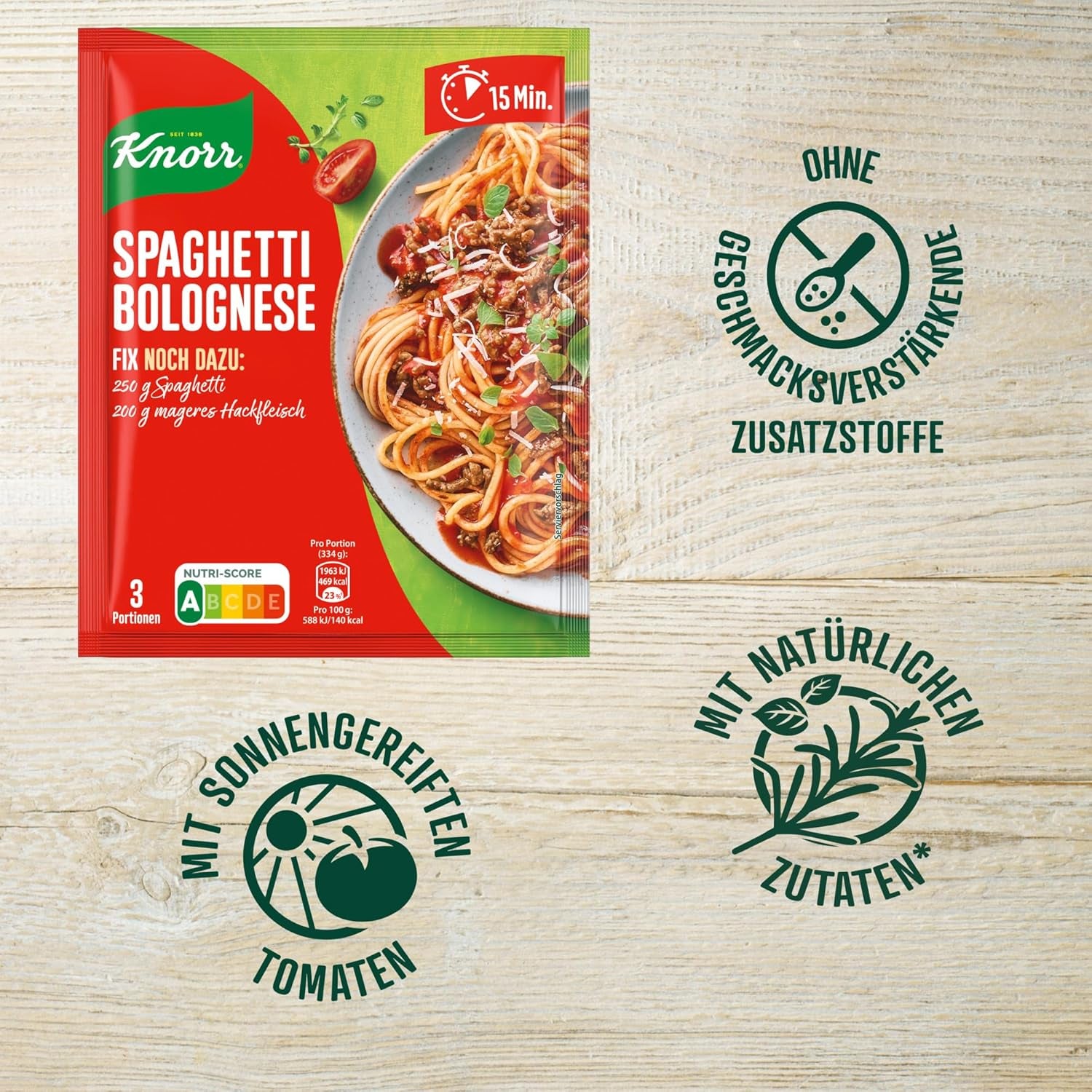 Knorr Fix Würzmischung Spaghetti Bolognese für ein leckeres Nudelgericht mit natürlichen Zutaten 40 g