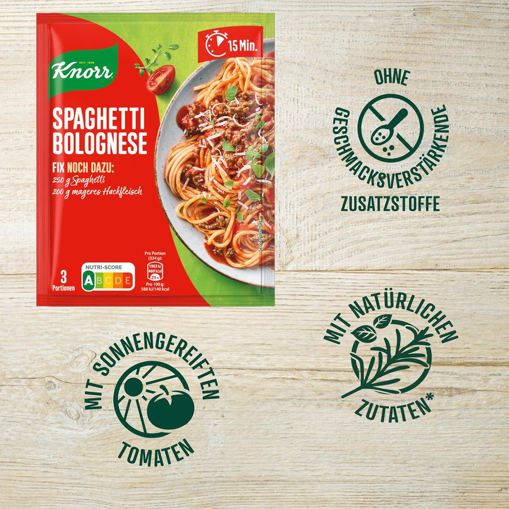Knorr Fix Würzmischung Spaghetti Bolognese für ein leckeres Nudelgericht mit natürlichen Zutaten 40 g