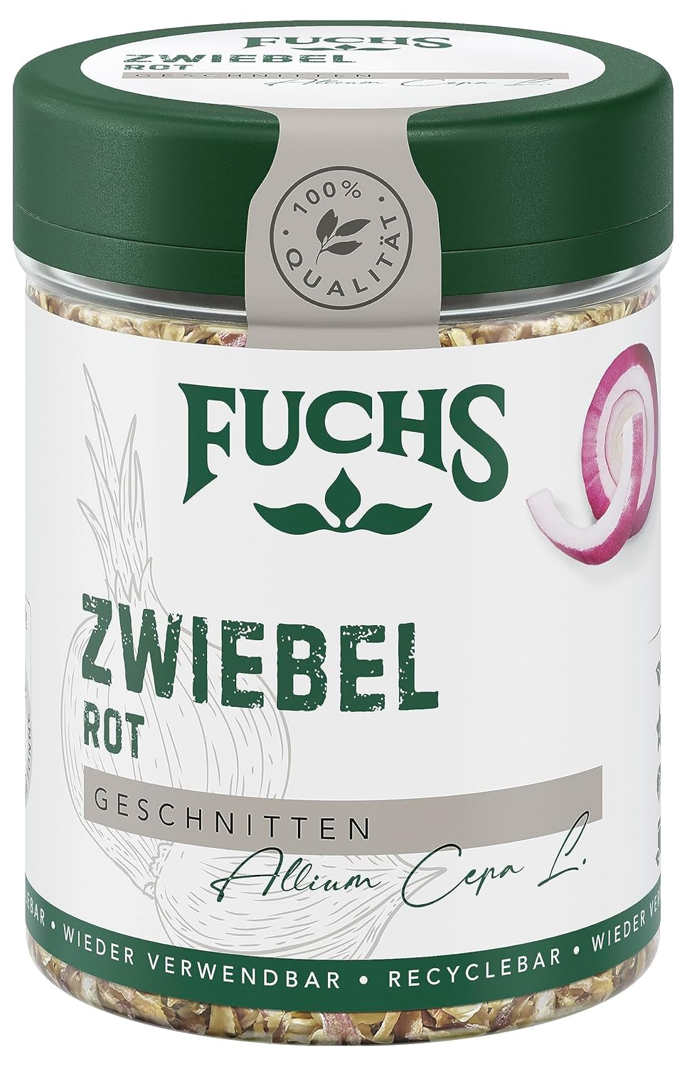 Fuchs Gewürze - Zwiebel rot geschnitten - Gewürz für Pürees, Salate oder Brotaufstriche - natürliche Zutaten - 40 g in wiederverwendbarer, recyclebarer Dose