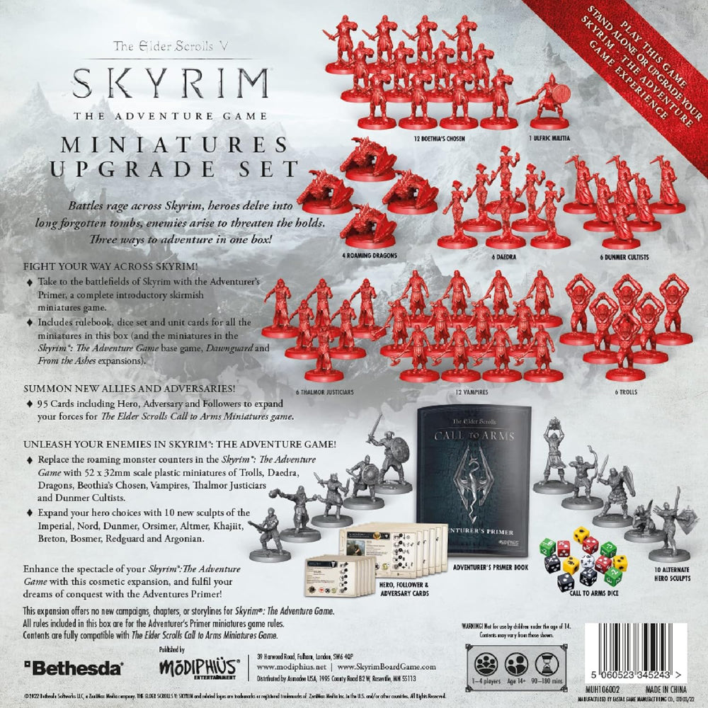 Modiphius The Elder Scrolls: Skyrim – Joc de societate Adventure – Set de miniaturi upgrade | Joc de societate | Vârste 14+ | 1-4 jucători | Timp de joc 60-120 minute, Gri, Roșu