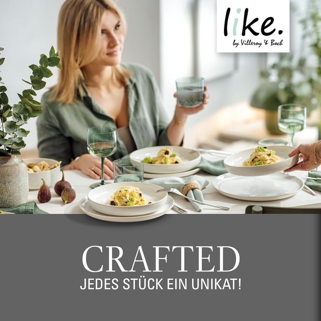 Like. by Villeroy & Boch – Crafted Cotton Frühstücks-Set 6 Teilig Weiß, Spülmaschinenfest, Mikrowellensicher, Geschirr Set, Geschirrset, Service Mit Frühstückstellern, Pottery-Look, Premium Porzellan Seturi vesela masa Naty Shop