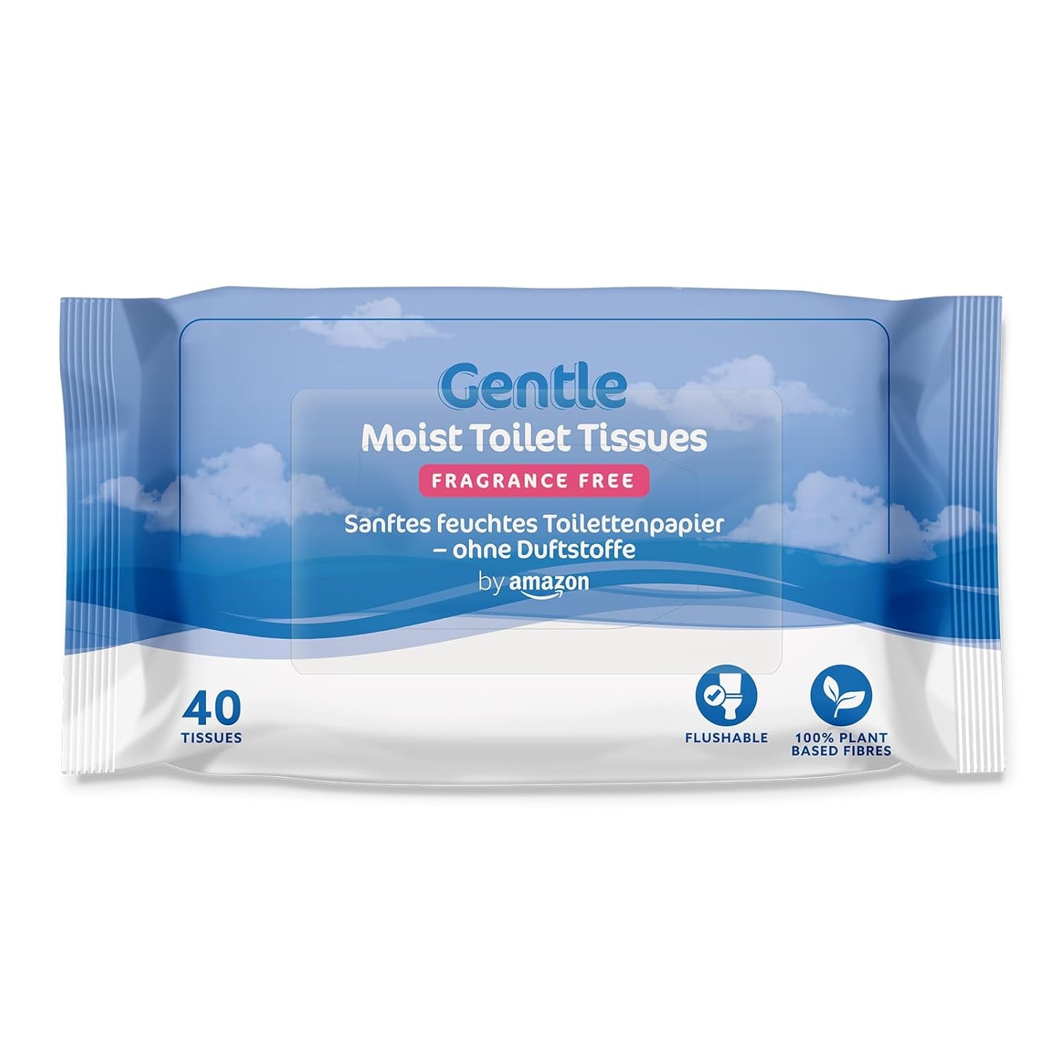 By Amazon Șervețele de toaletă moi, umede, fără miros, fine pentru a trage apa, neparfumate, 240 bucăți (6 pachete a câte 40 bucăți fiecare) (Fostul brand Presto!)