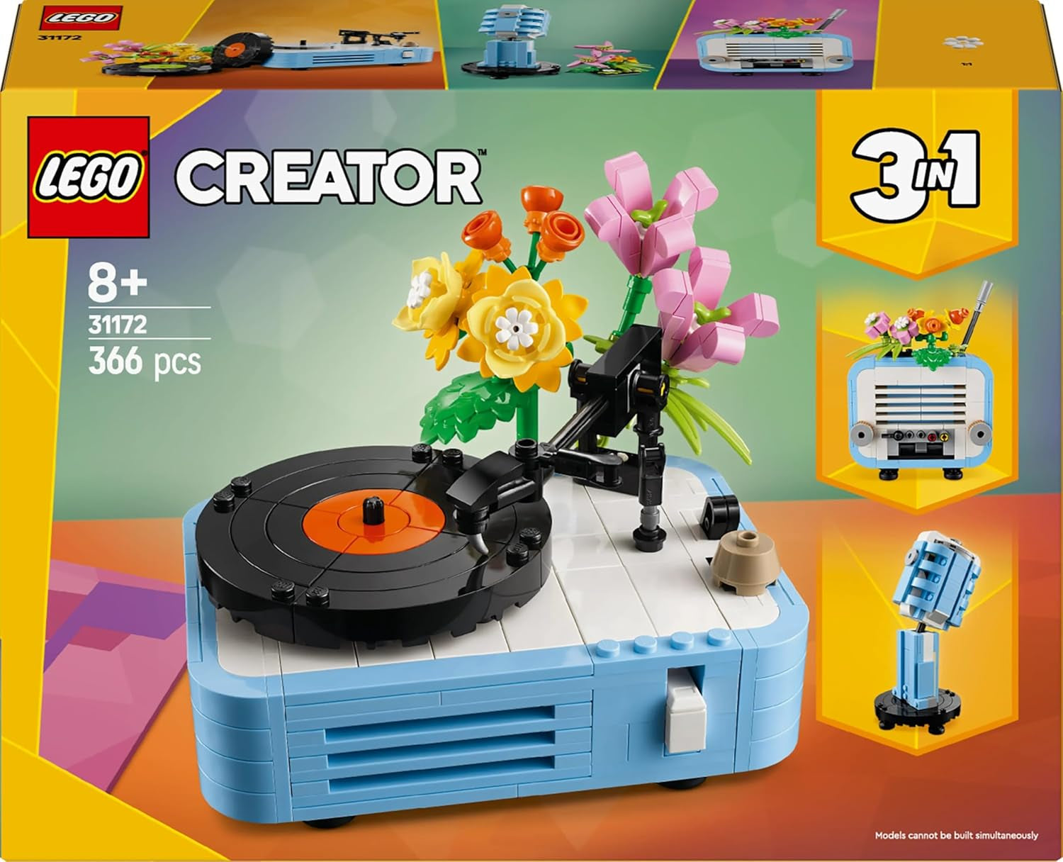 Cititor de discuri LEGO Creator 3In1 cu flori - jucărie convertibilă în radio sau microfon - jucării muzicale pentru copii - idee de cadou creativă pentru fete și băieți de la 8 ani 31172 Seturi de constructie Besuche den LEGO-Store