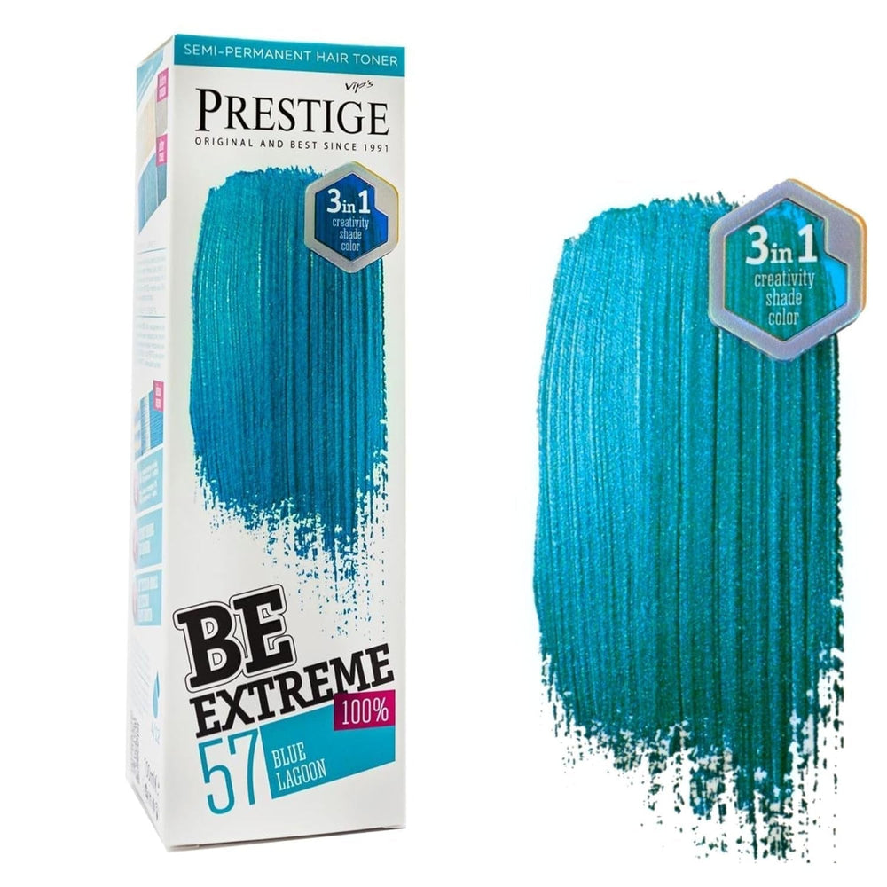 Vip's Prestige Be Extreme | Tonic semipermanent pentru păr 50 Wild Green | Pigment pur | Adaugă culoare părului vopsit sau cărunt | Rezultat temporar | Fără amoniac, fără parabeni, fără PPD Vopsea pentru par Naty Shop 57 Laguna albastră