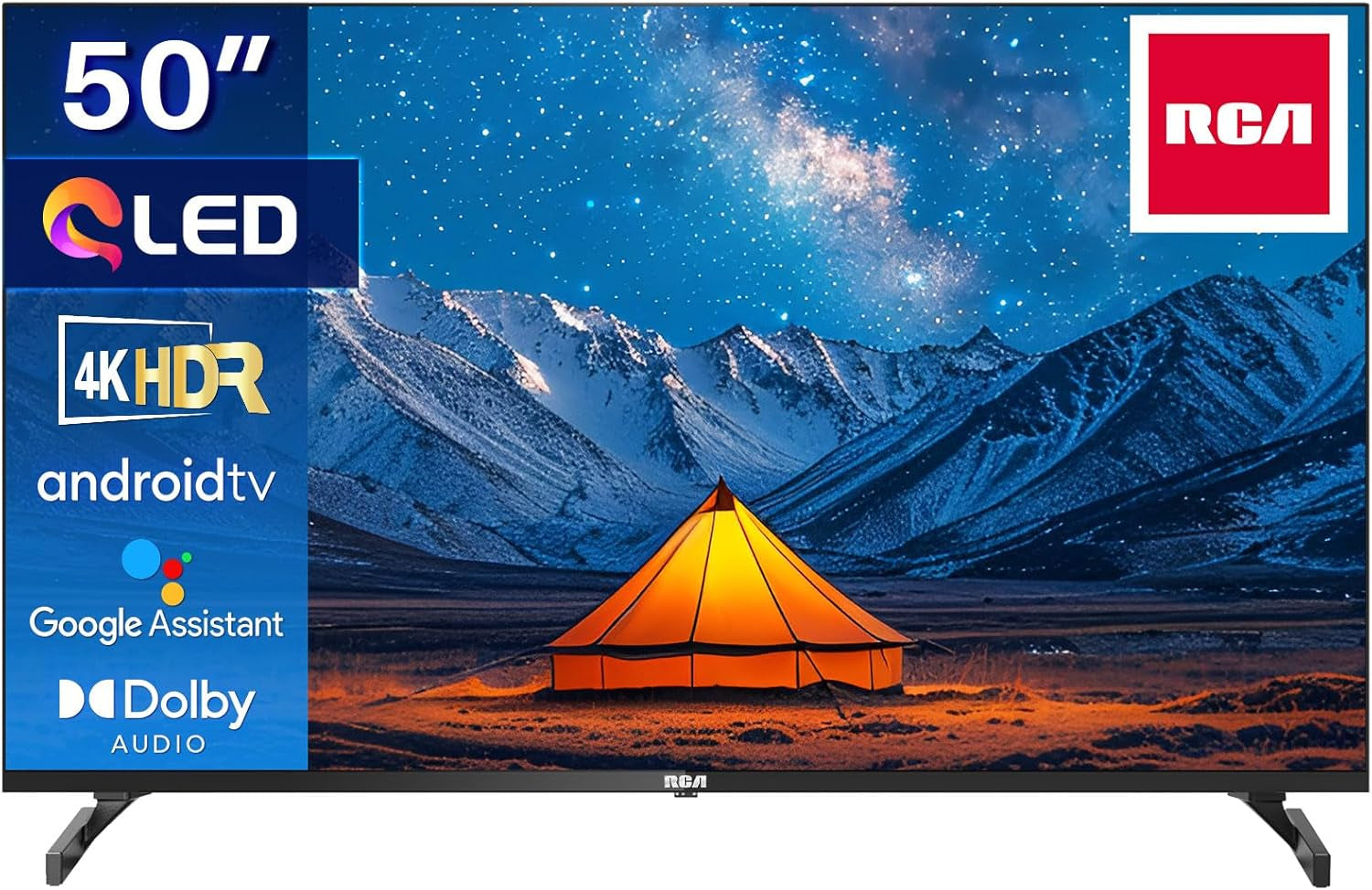 Televizor inteligent RCA de 50 de inci QLED 4K UHD HDR, Android TV, WiFi, Bluetooth