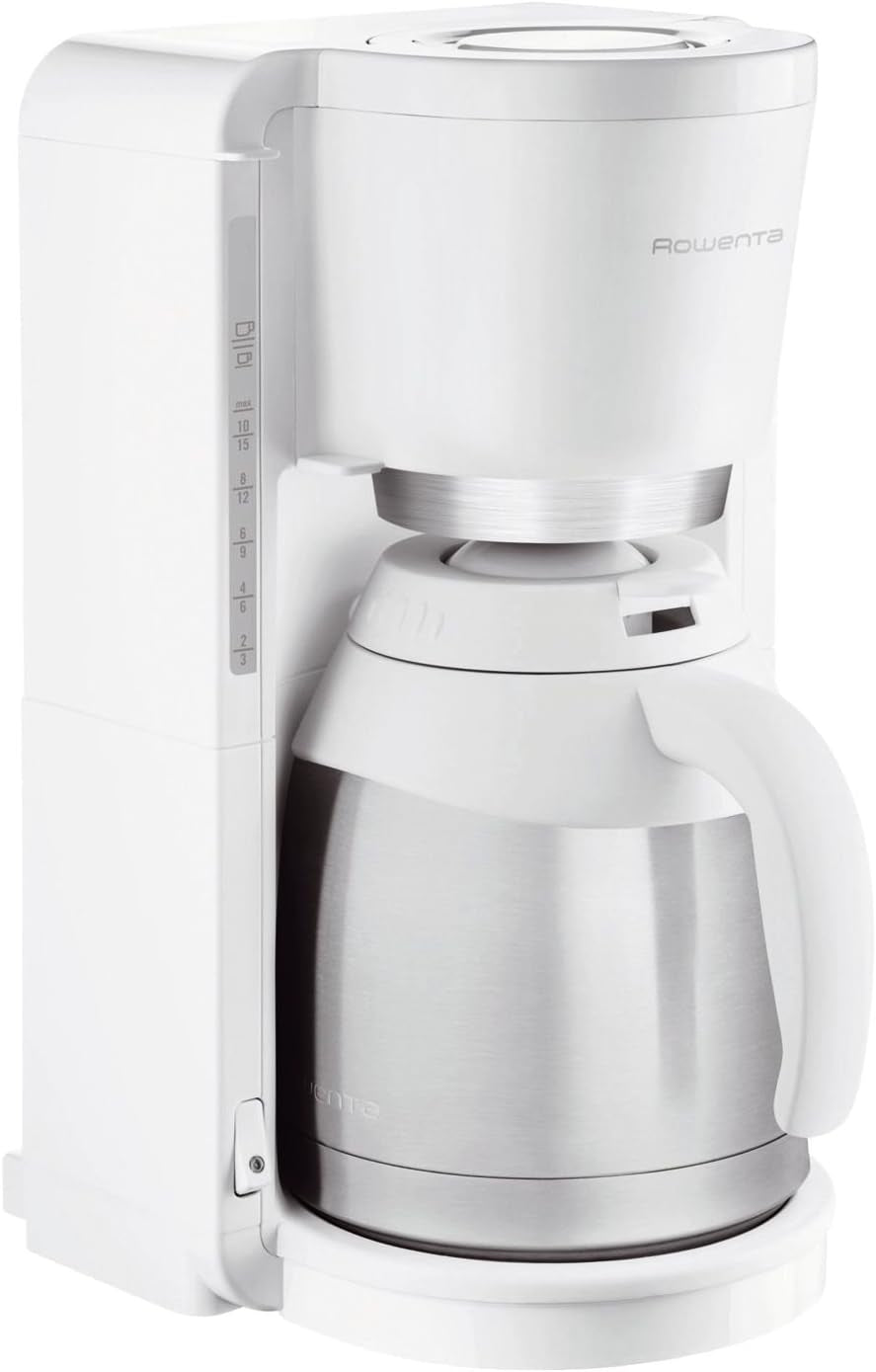 Cafetieră cu filtru Rowenta CT3811 Adagio Milano | Cu carafă termică din oțel inoxidabil | 10-15 cești | Oprire automată | Alb/Oțel inoxidabil