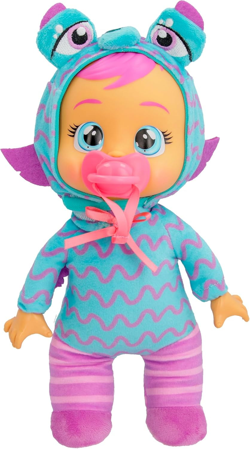 Cry Babies Tiny Cuddles Monster Momo, Plüsch-Baby-Puppe, Tiny Cuddles mit personalisiertem Pyjama eines Monsters, das echte Tränen weint, Kinder ab 18+ Monaten