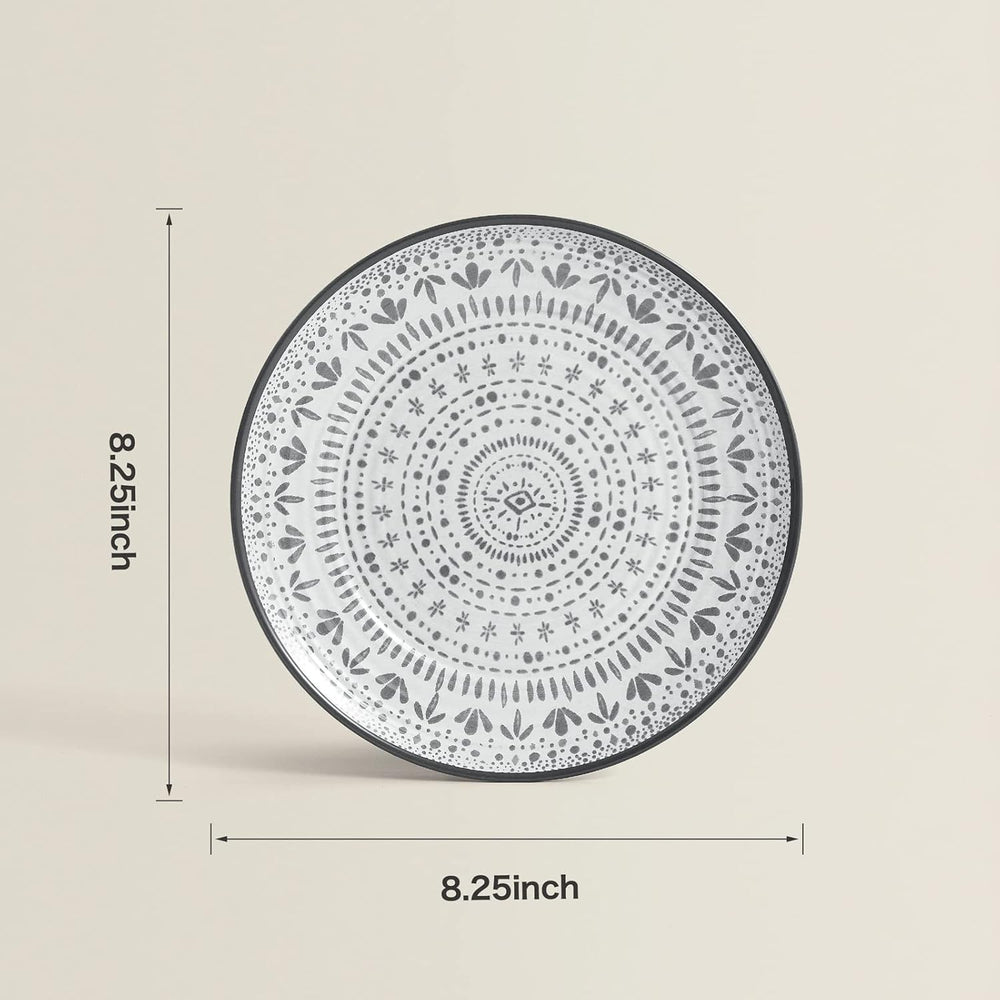 Set de tacâmuri pentru camping din melamină, format din 24 de piese, pentru 8 persoane - set de farfurii și set de tacâmuri din melamină, perfect pentru rulote, petreceri în grădină și petreceri pe terasă