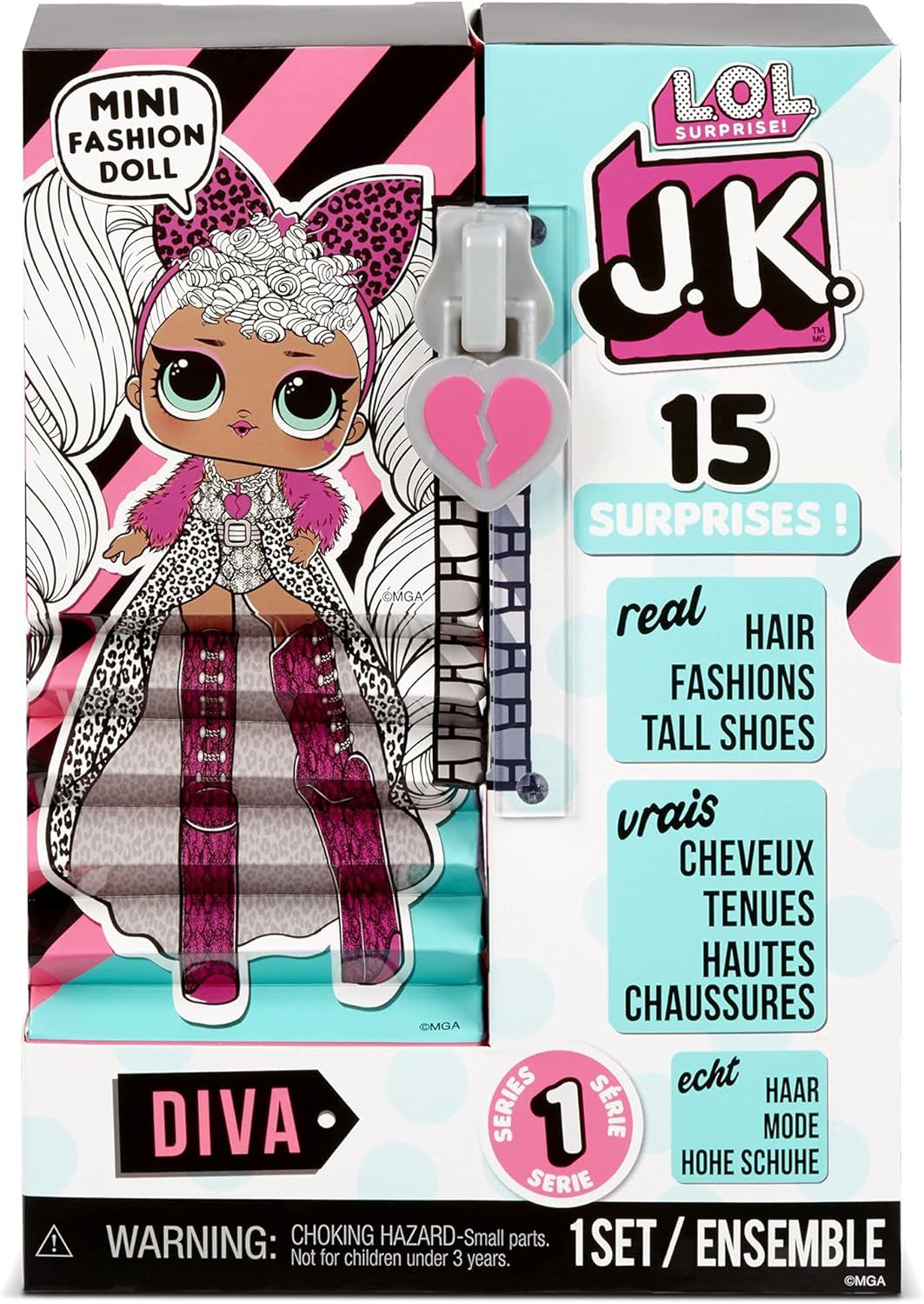 LOL Surprise JK Mini-Modepuppe - 15 Überraschungen, Kleidung & Accessoires - Ab 6 Jahren - Sammlerstück - Diva