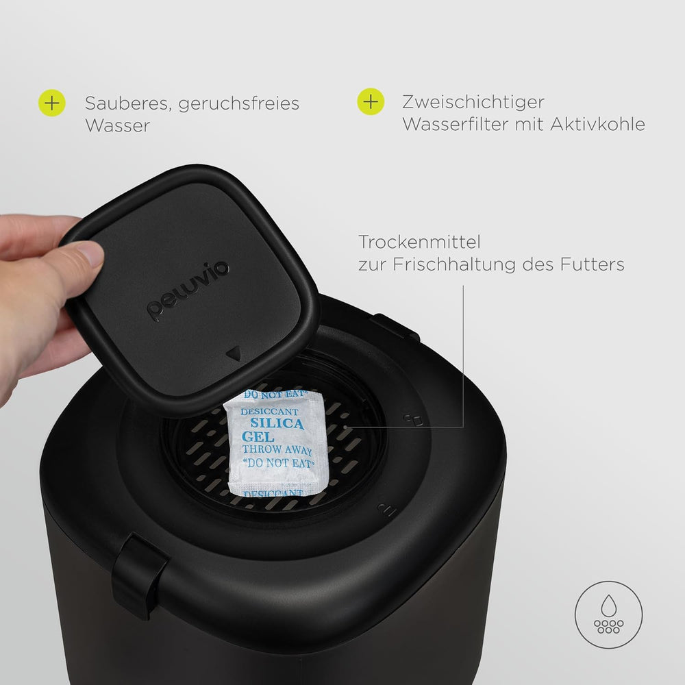 Hrănitor automat pentru pisici Feast cu aplicație și cameră, video live cu vedere nocturnă și audio bidirecțional, control al porțiilor, bol din oțel inoxidabil, fântână de băut pentru pisici cu filtru, 4,5 l și 2,5 l