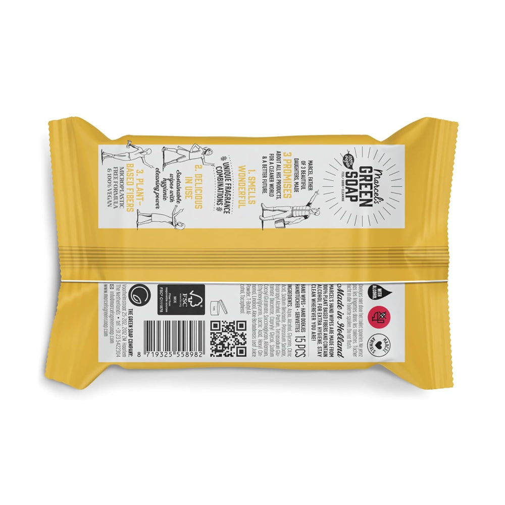 Șervețele umede igienice pentru mâini Marcel's Green Soap, pachet de 60 - Vanilie și floare de cireș - Pe bază de plante - Ecologice