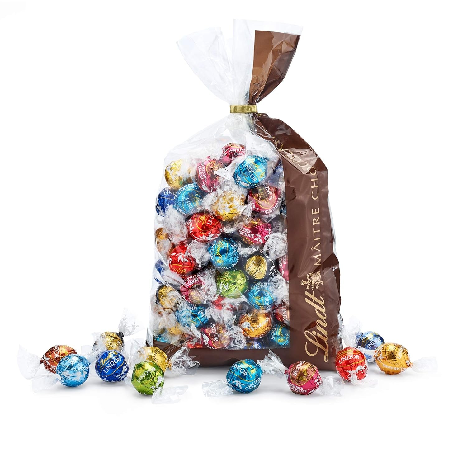 Mix de ciocolată LINDOR | 1371 g | Aprox. 109 bile: Bile de ciocolată cu lapte și LINDOR cu cremă de căpșuni | Pungă de 1 kg, aprox. 80 de bile de ciocolată ciocolată albă cu cremă de căpșuni