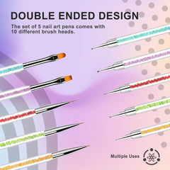 5 Stück Nagel Pinsel, Pinsel Für Gelnägel, Nageldesign Pinsel, Nail Art Dotting Tools, Für Herstellen Von Nagellack, Punktieren, Feinmalerei, DIY