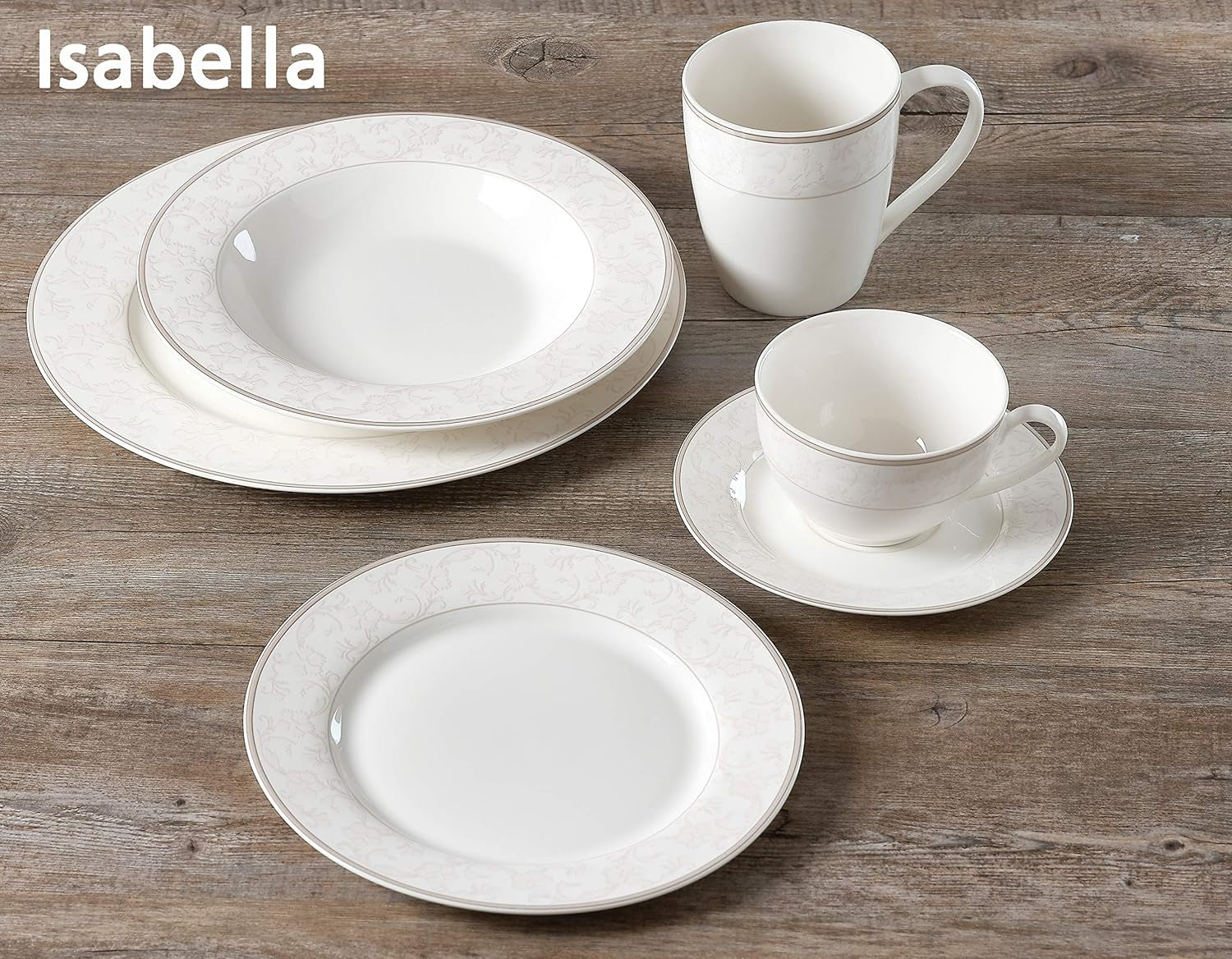 Ritzenhoff & Breker Kaffeeservice Isabella, 18-Teilig, Fine-China-Porzellangeschirr, Weiß Mit Ornamenten, 37 X 26 X 25 Cm Seturi vesela masa Naty Shop