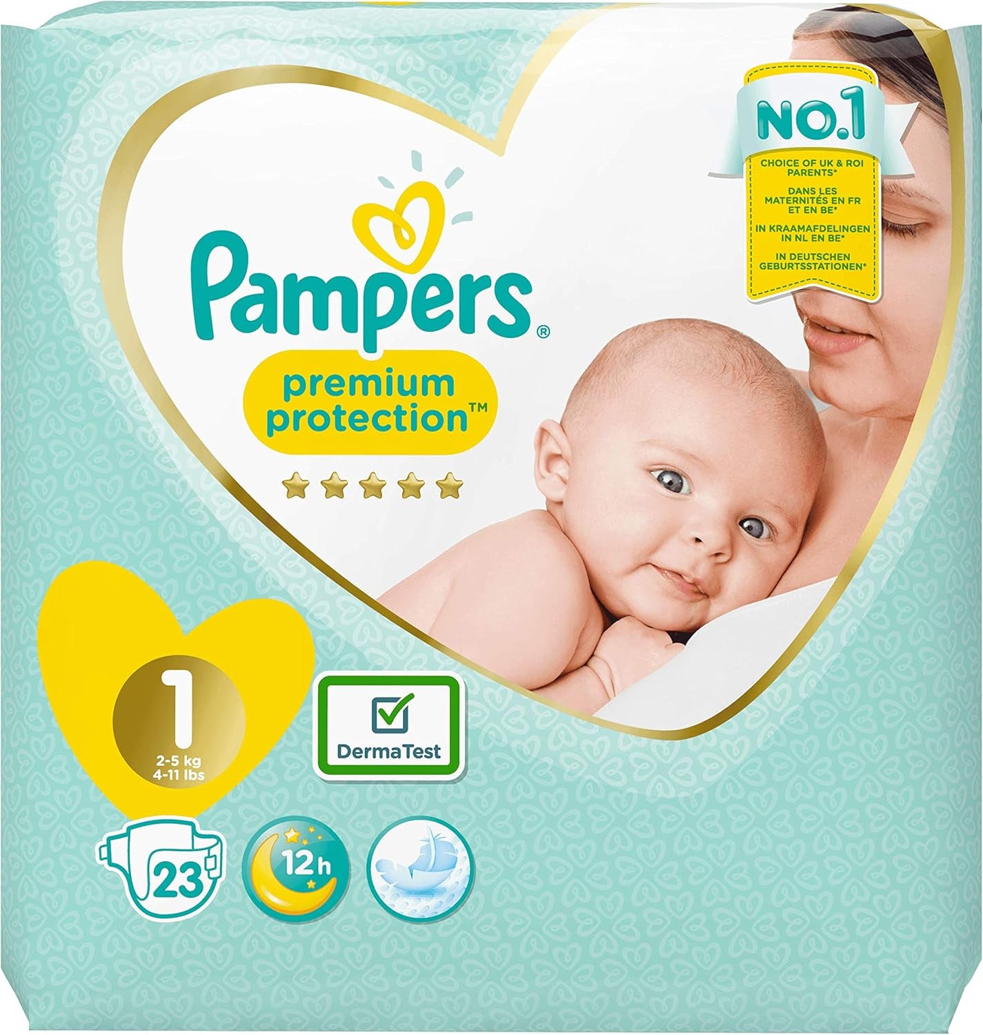 Scutece Pampers Premium Protection New Baby, mărimea 1 (nou-născut), 22 bucăți