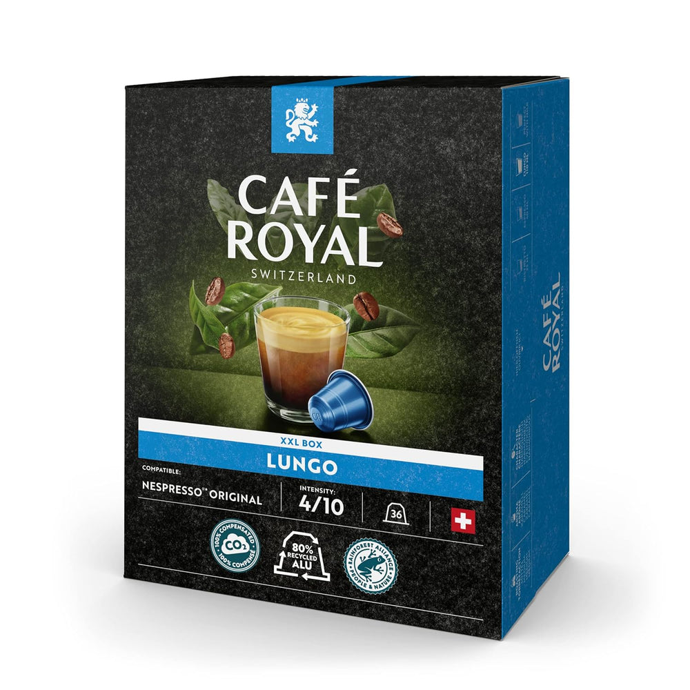 Café Royal Dark Chocolate Flavoured 100 Kapseln für Nespresso Kaffee Maschine - 4/10 Intensität - UTZ-zertifiziert, aus Aluminium & Lungo 36 Kapseln für Nespresso Kaffee Maschine - 4/10 Intensität