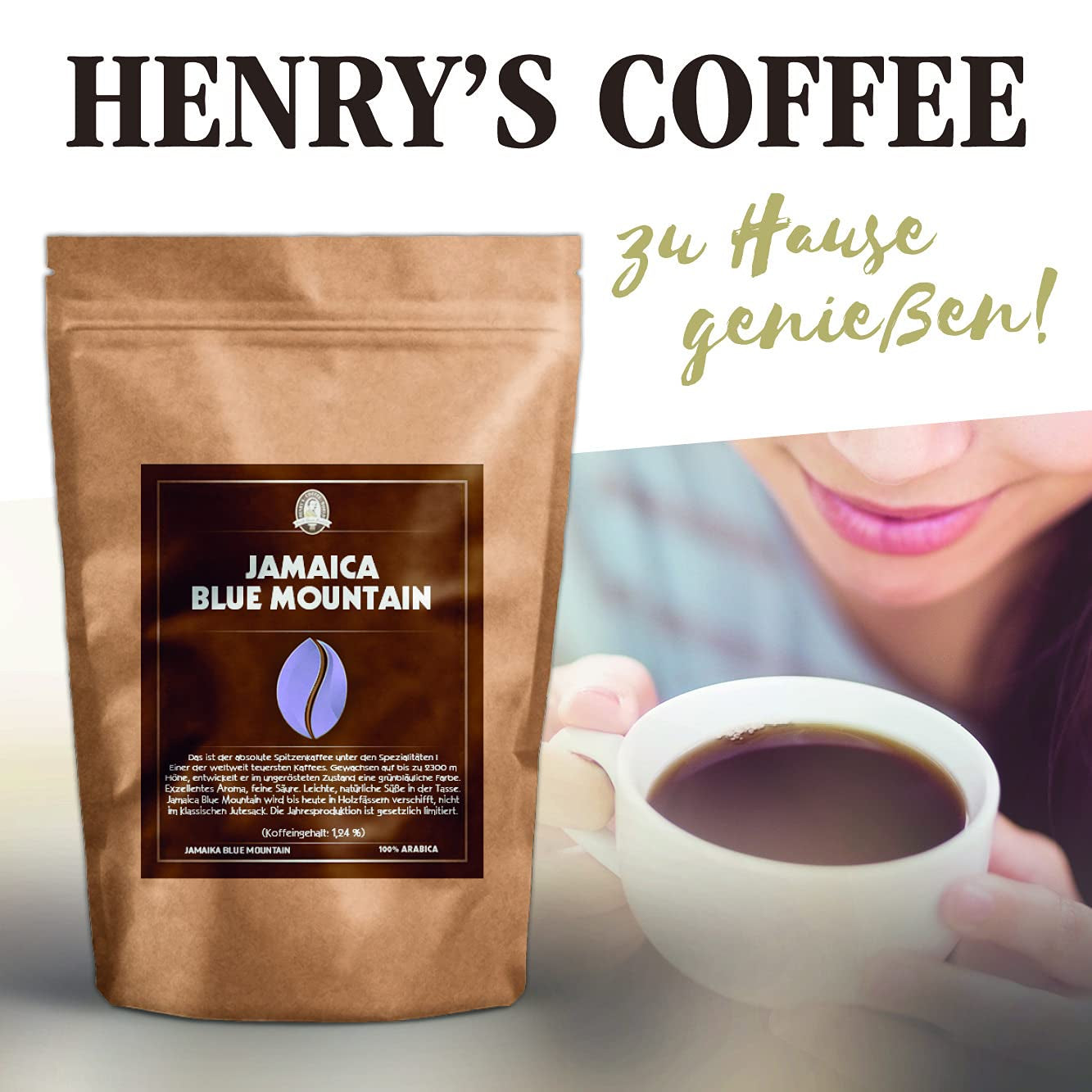 Henry´s Kaffee Jamaica Blue Mountain 250g - Kaffeerarität - exzellentes Aroma - feine Säure - handwerklich geröstet - Premium Kaffeebohnen