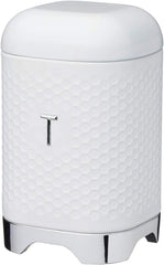 KitchenCraft Lovello caddy pentru ceai, caddy din oțel alb, suprafață texturată, stil 1950 cu capac, pentru ceai vrac și pliculețe de ceai, 11 cm x 11 cm x 19 cm, Ice White Cutii depozitare alimente Naty Shop Alb gheață Ceai