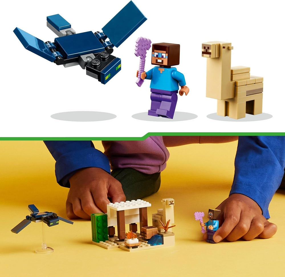 LEGO Minecraft Steves Wüstenexpedition - Spielzeughaus mit 3 Figuren - Spielzeug mit Minifiguren von Steve, Werkbank & verzauberte Axt - Gamer Geschenk für Jungen & Mädchen ab 6 Jahren - 21251