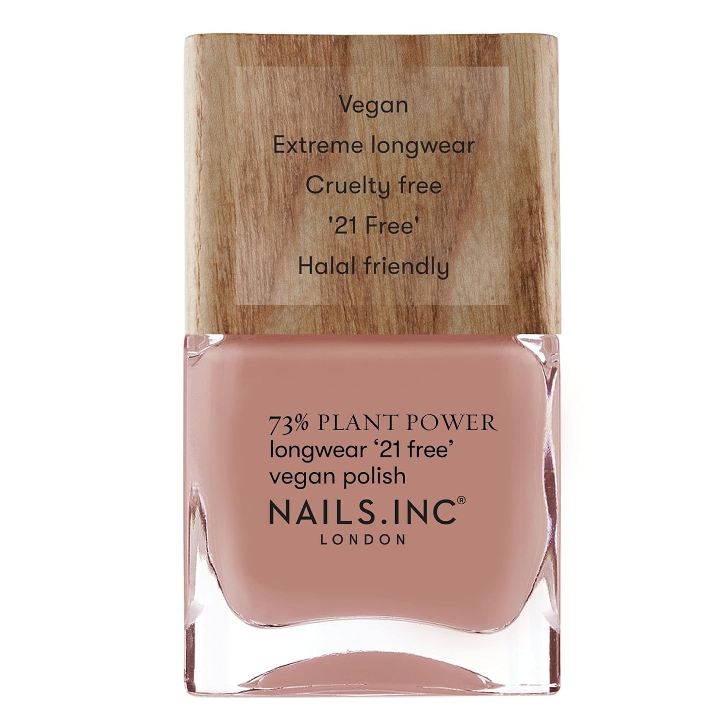 Nails Inc - Oja vegană GLOWING SOMEWHERE Plant Power - 73% pe bază de plante, 100% vegană și fără cruzime - Manichiură perfectă, sidefat strălucitor - Pentru o nail art ecologică