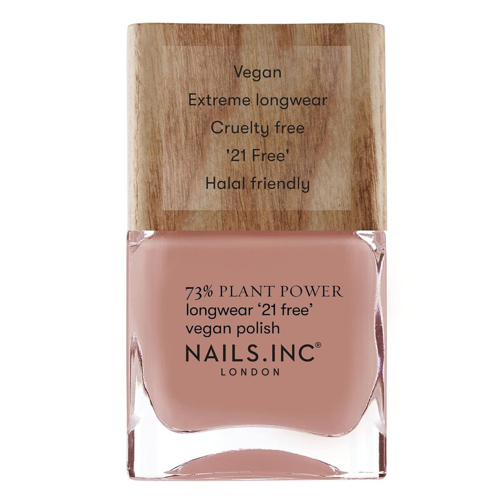 Nails Inc - Oja vegană GLOWING SOMEWHERE Plant Power - 73% pe bază de plante, 100% vegană și fără cruzime - Manichiură perfectă, sidefat strălucitor - Pentru o nail art ecologică