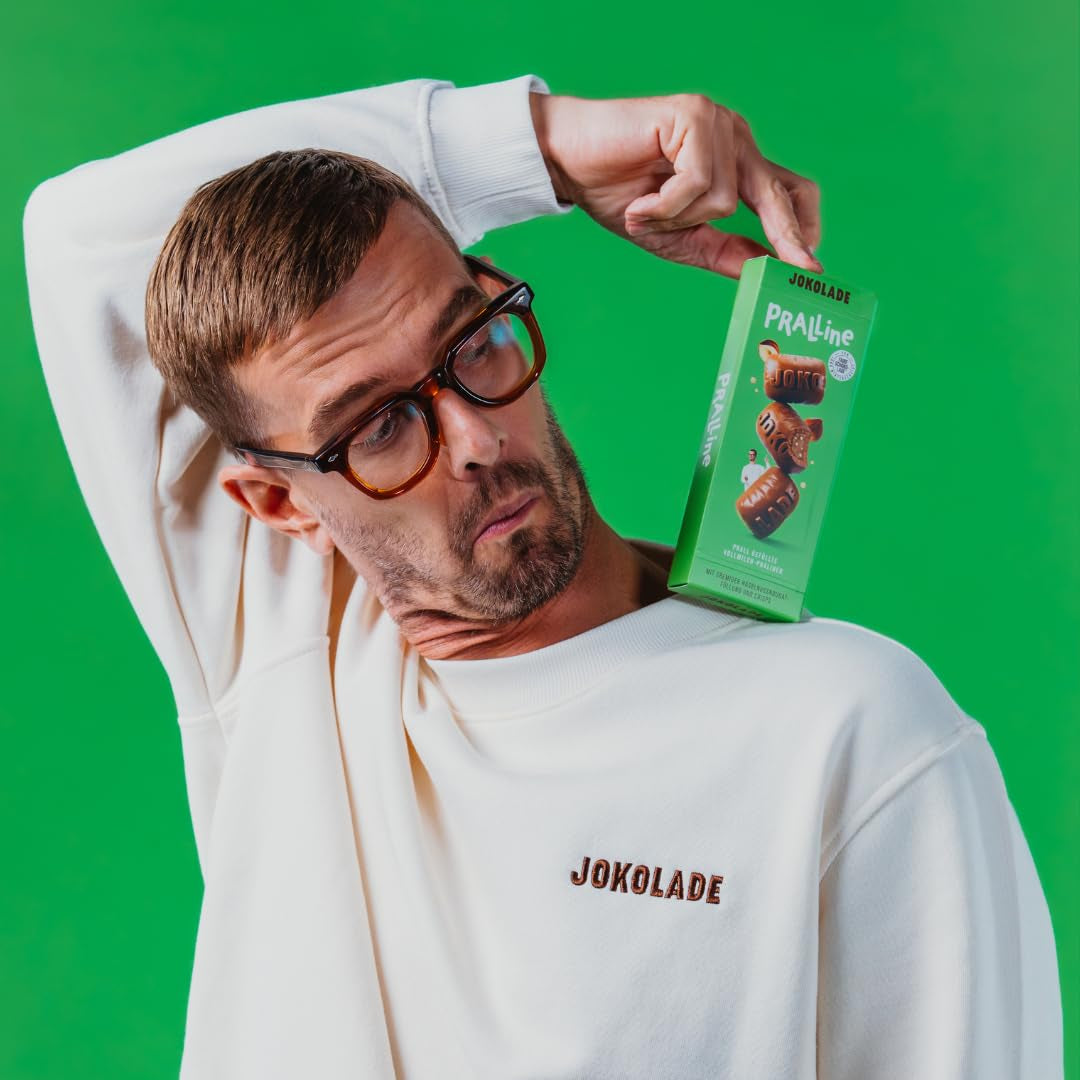 JOKOLADE PRALINE Cutie 80g | Umplutură generoasă cu cremă de nuga de alune și chipsuri | Ciocolată din comerț echitabil de la Joko Winterscheidt