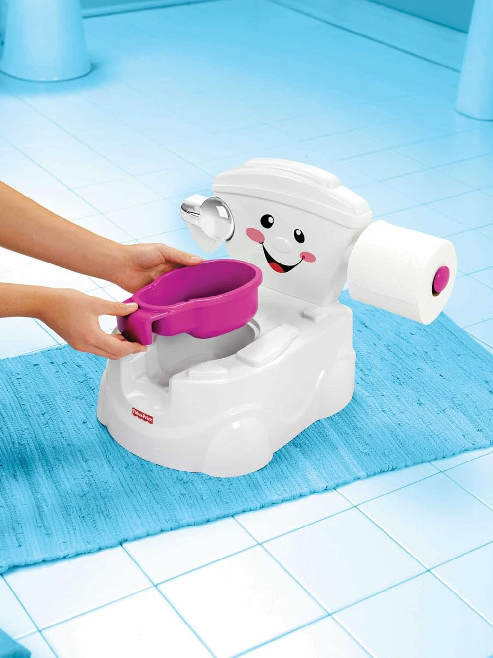 Fisher-Price Meine Erste Toilette, Baby Töpfchen, Mit Musik & Lustigen Sätzen, Tragbare Baby Toilette, Abnehmbarer Toilettenaufsatz, Deutsche Version, Ab 1 Jahr, P4326 Accesorii Hrana si Alaptare Bebe Naty Shop
