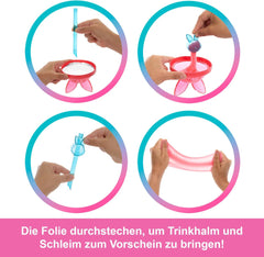 Set Barbie Pop Reveal cu păpușă și accesorii, seria Shakes, păpușă la modă pisoi parfumată drăguță și animal de companie, cu 8 surprize, inclusiv schimbarea culorii, JCN87