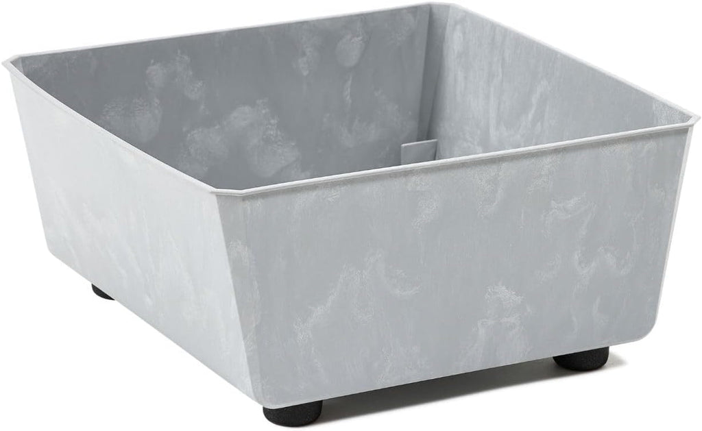 Jardinieră dreptunghiulară LAMELA cu picioare elegante – Ghiveci gri cu aspect de beton, fabricat din plastic robust, 37x17 cm, 6L – Rezistent la intemperii și ușor de curățat – Pentru interior și exterior