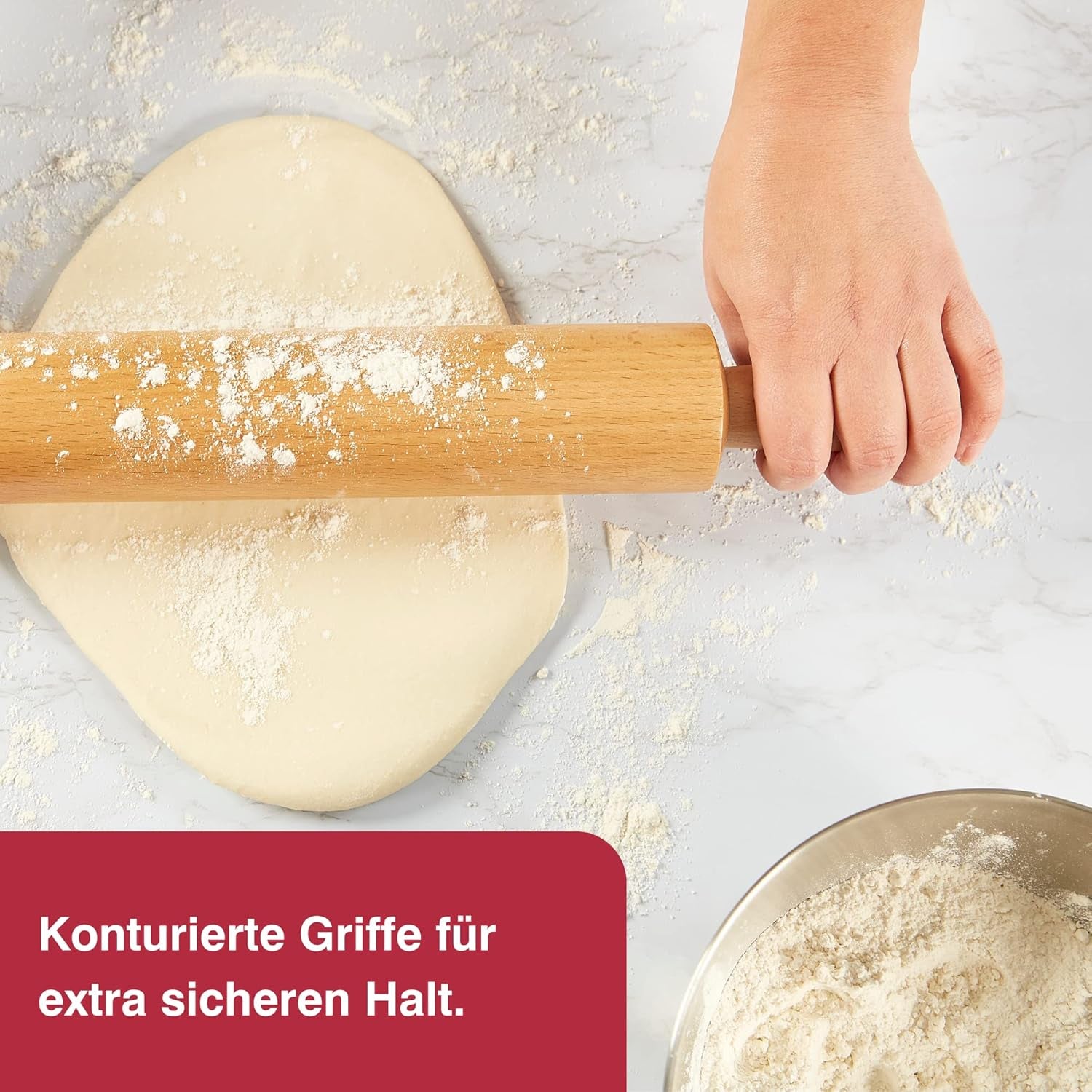 Zyliss E980212 Sucitor, 47 cm, lemn/silicon, pentru prăjituri rulate/pizza/copt/aluat/mixuri, lemn provenit din surse responsabile, greutatea asigură o rulare uniformă