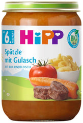 Hipp Organic Menus de la 6 lun, paste spaetzle cu gulaș, 220G, pachet de 6 (6X220G) Mama si Copilul Naty Shop Default Title