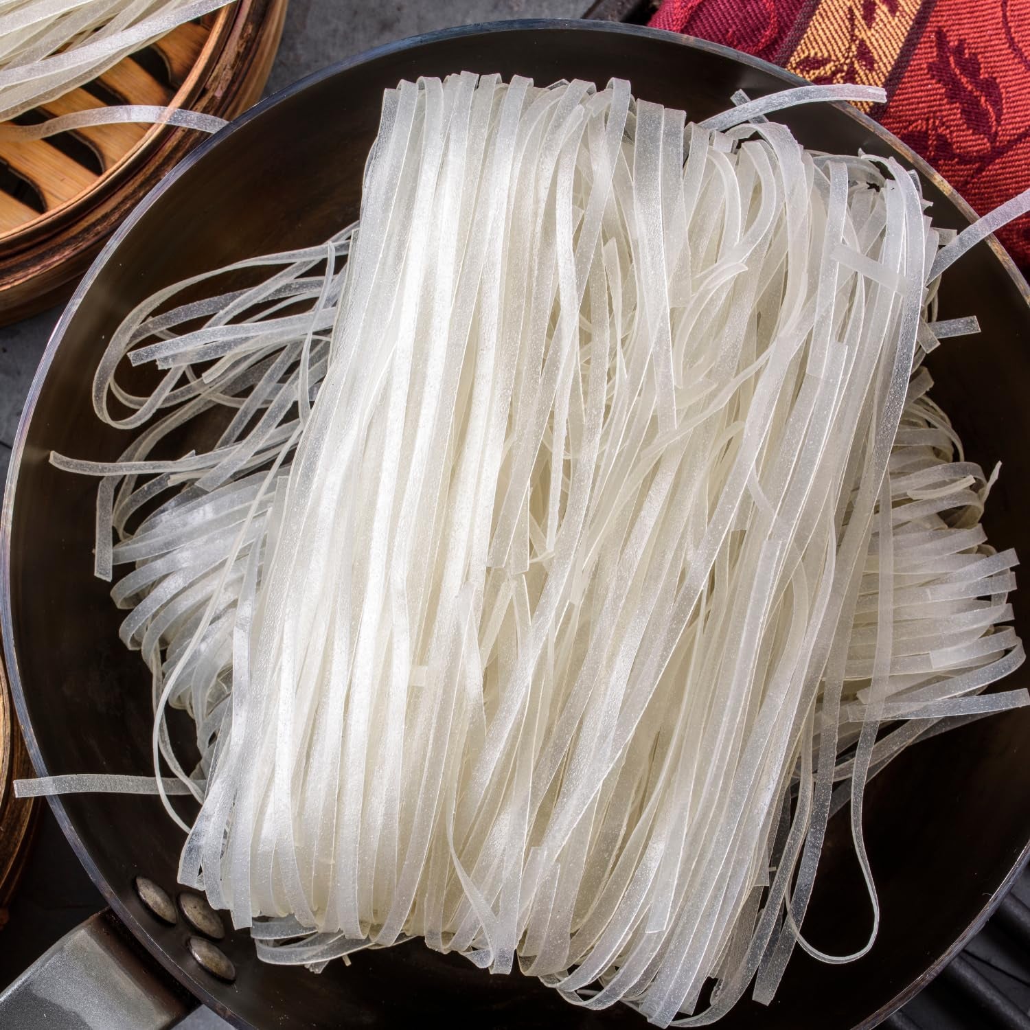 Tăiței de orez – thailandezi, tăiței de orez cu lățimea de 10 mm, făcuți din făină de orez, drepți – 1 x 400 g (pachet de 3)