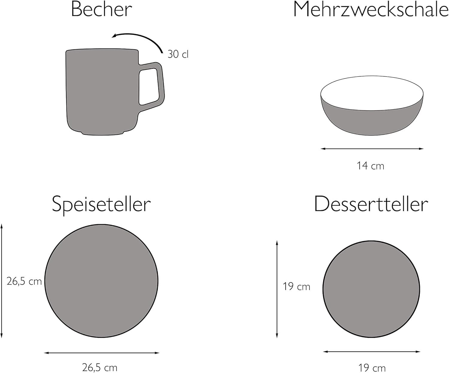 Creatable, 22582, Serie SAMBA, 16-Teiliges Geschirrset, Kombiservice Aus Porzellan, Spülmaschinen- Und Mikrowellengeeignet, Qualitätsproduktion Seturi vesela masa Naty Shop