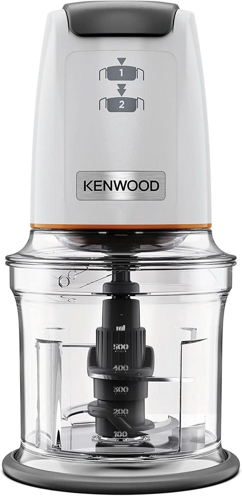 Kenwood Easychop CHP61.000WH, Zerkleinerer Mit Vier Klingen, Schüssel 0,5 L, Druckantrieb, 2 Geschwindigkeiten, Rutschfester Ring, Spülmaschinenfest, Eisbrecher, 500 W, Weiß Bucatarie Naty Shop