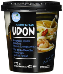 Tăiței instant Allgroo Udon Cup - Supă Udon cu fructe de mare, aromată și picantă - Preparare rapidă (1 x 173 g)