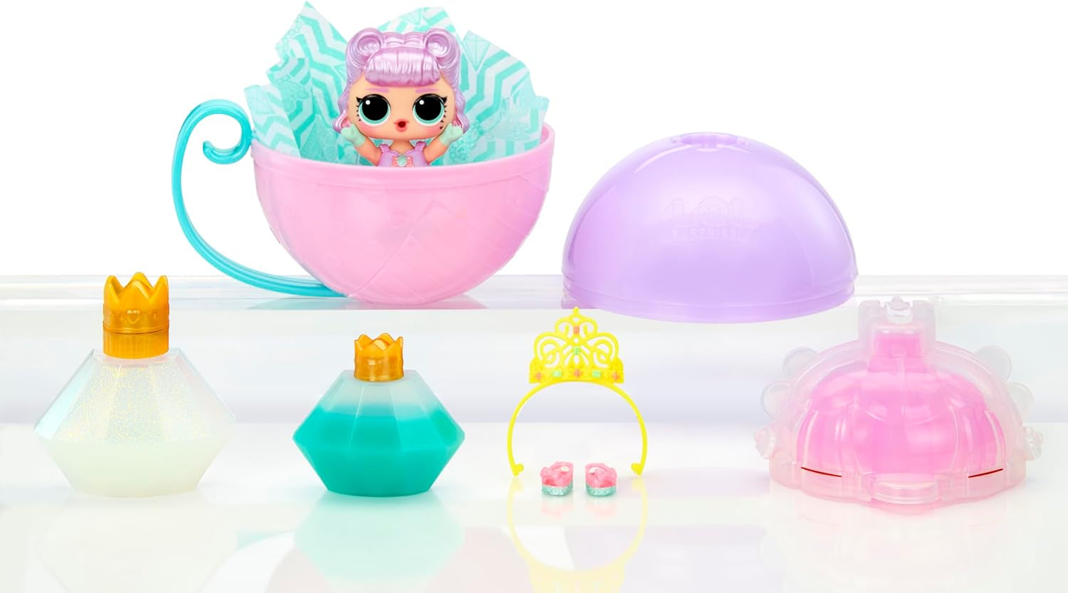 LOL Surprise! Princess Tots - Include 1 păpușă, ambalaj blindat, 2 vopsele pentru a crea o rochie de prințesă, 8 păpuși de colecționat