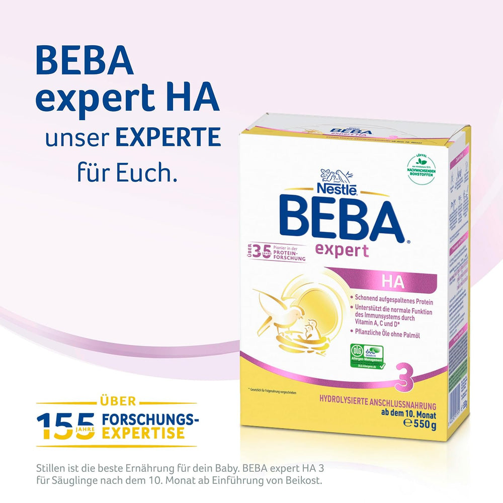 BEBA expert HA 3 Formulă de continuare hidrolizată, de la 10 luni, 1 pachet (1 x 550 g)