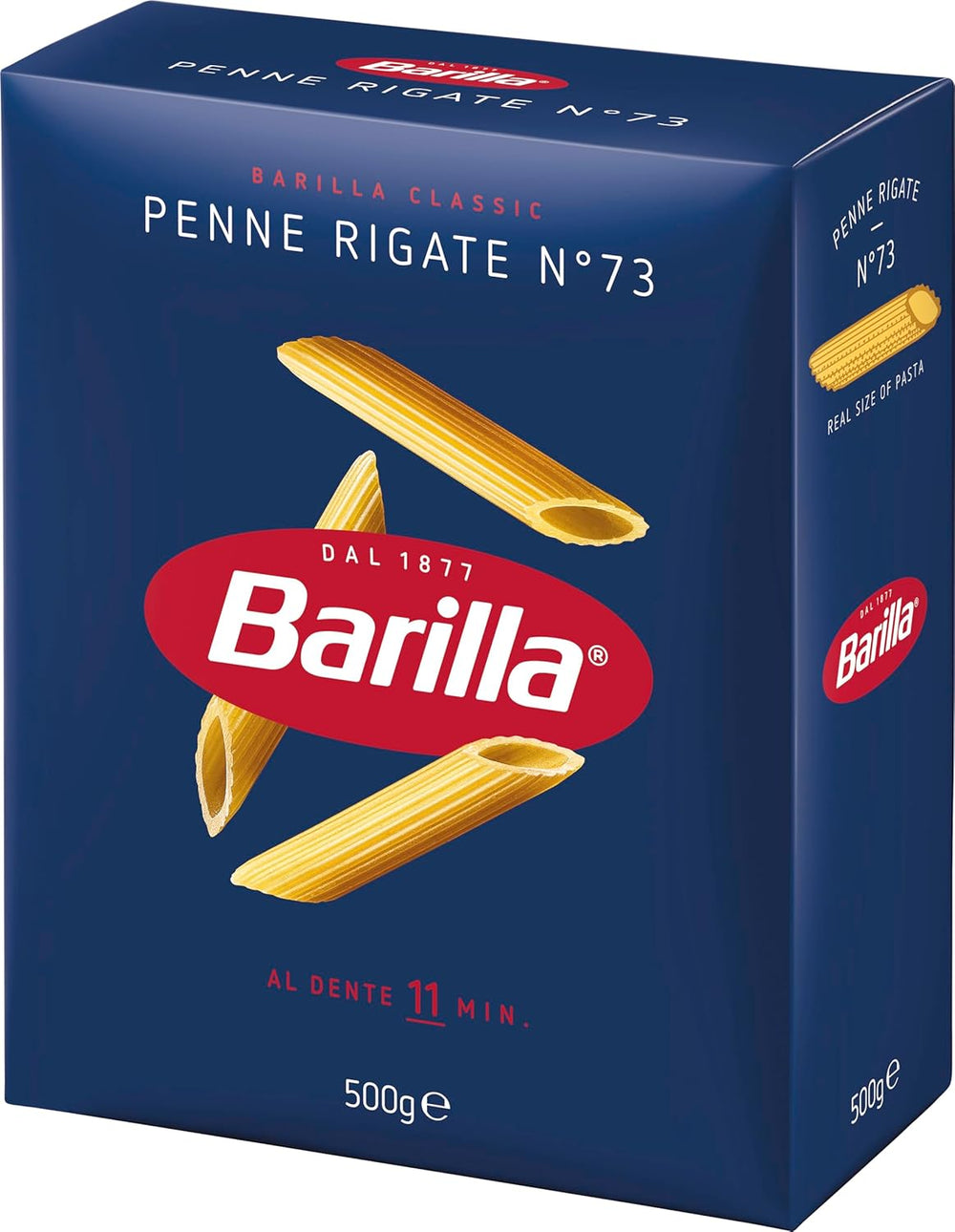 Paste Barilla Classic Penne Rigate Nr. 73 din grâu dur de înaltă calitate, întotdeauna al dente (1 x 500 g)