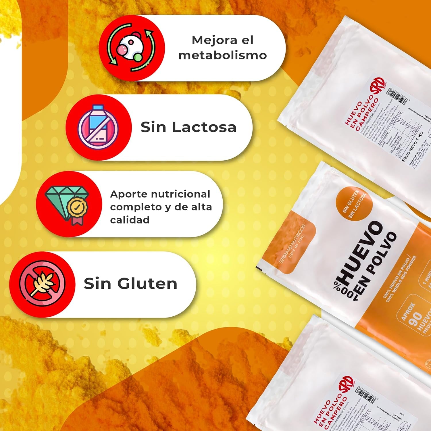 Eipulver aus Freilandeiern (1 kg) | Pasteurisiertes Vollei Pulver | Ohne Zusatzstoffe | Glutenfrei & laktosefrei | Vakuumverpackung im Zip-Beutel