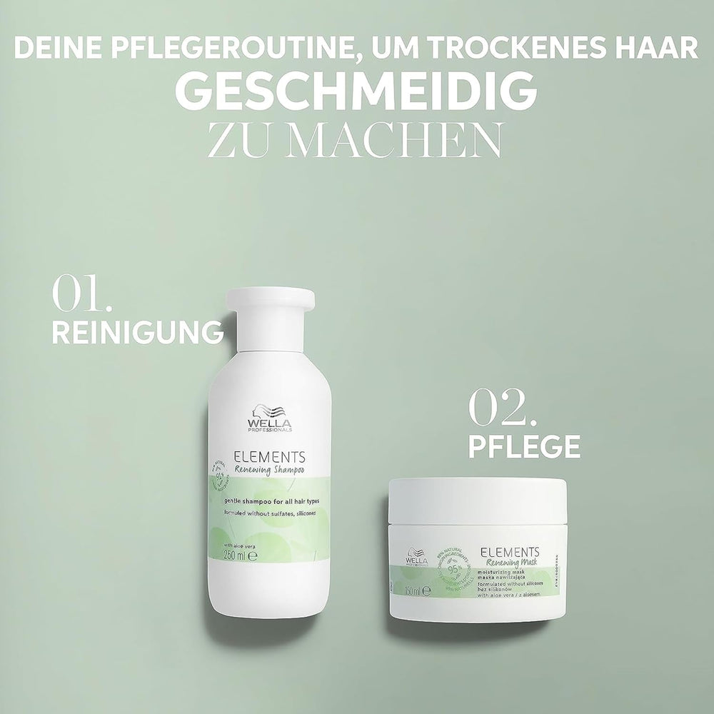 Wella Professionals Elements - îngrijire naturală pentru păr uscat, deteriorat și scalp sensibil - balsam, mască și spray fără clătire cu antioxidanți și esență de măsline Masca de par Naty Shop