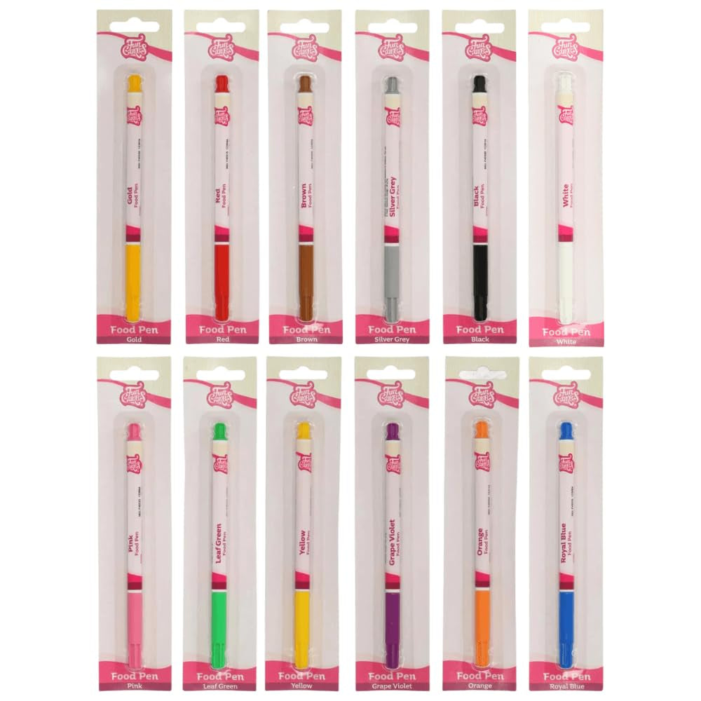 Pixuri colorante alimentare Funcakes, albastru regal: Pixuri colorante alimentare, vârf flexibil pentru linii groase și subțiri, pix comestibil pentru fursecuri, prăjituri, fondant și multe altele, ideal pentru personalizare, certificat Halal