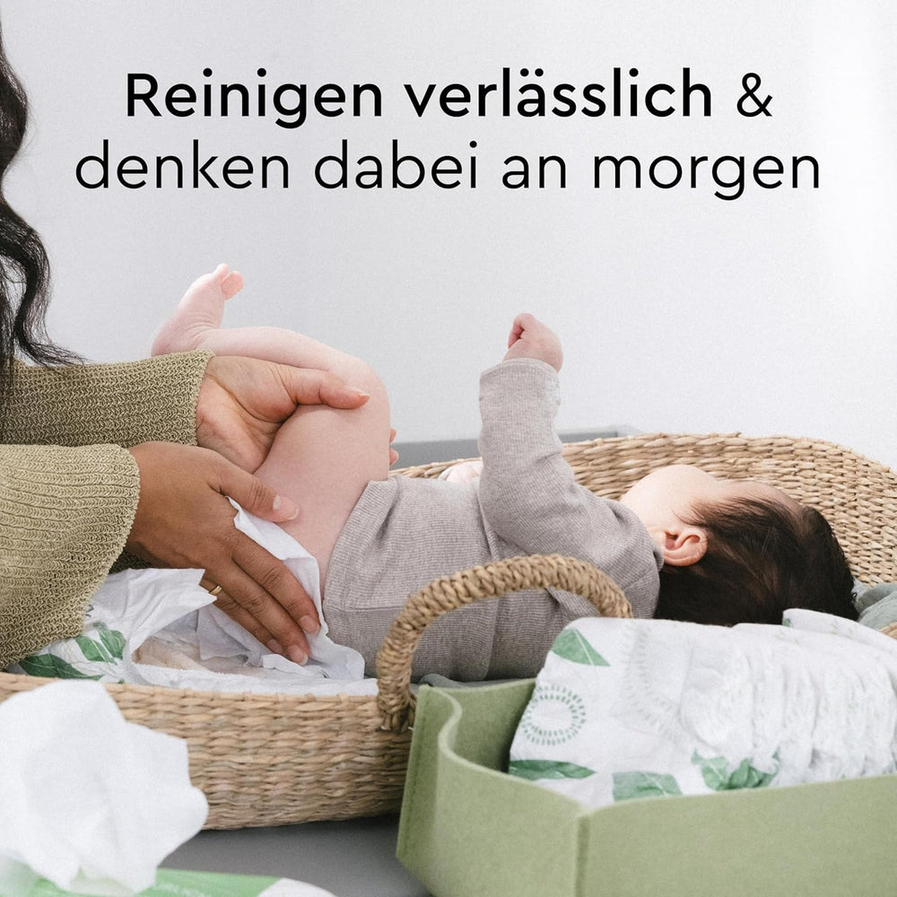 Șervețele umede LILLYDOO verzi, 600 bucăți (10 x 60), șervețel 100% fără plastic, rezistent la rupere - fără parfum, delicate și naturale, curățare delicată pentru pielea sensibilă, testate dermatologic