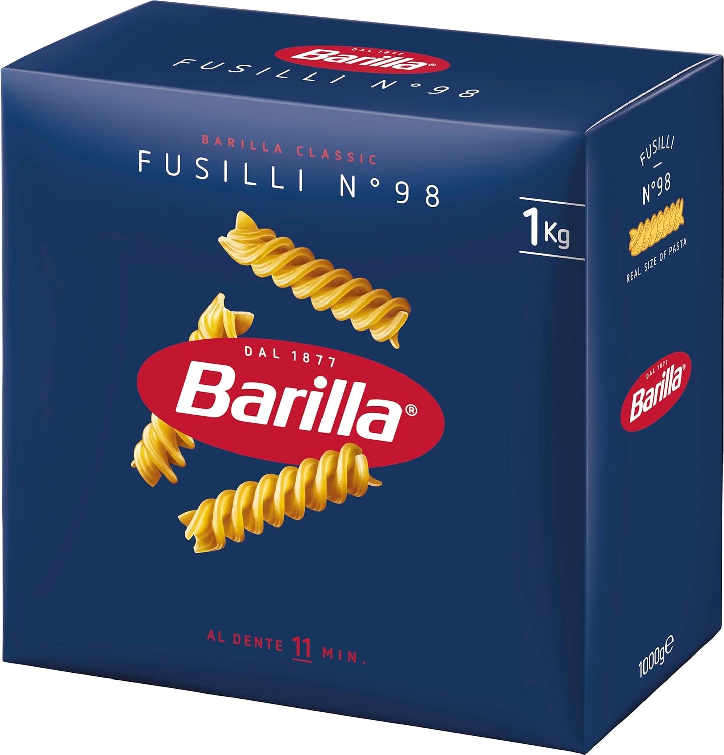 Paste Barilla Classic Fusilli nr. 98, din grâu dur de înaltă calitate, întotdeauna al dente, 1 kg