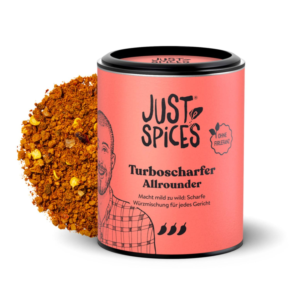 Just Spices Turbo Scharfer Allrounder I Mehr Wumms für jedes Gericht mit dreifach Chili I Gewürzdose, 61 g