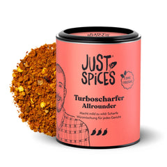 Just Spices Turbo Scharfer Allrounder I Mehr Wumms für jedes Gericht mit dreifach Chili I Gewürzdose, 61 g