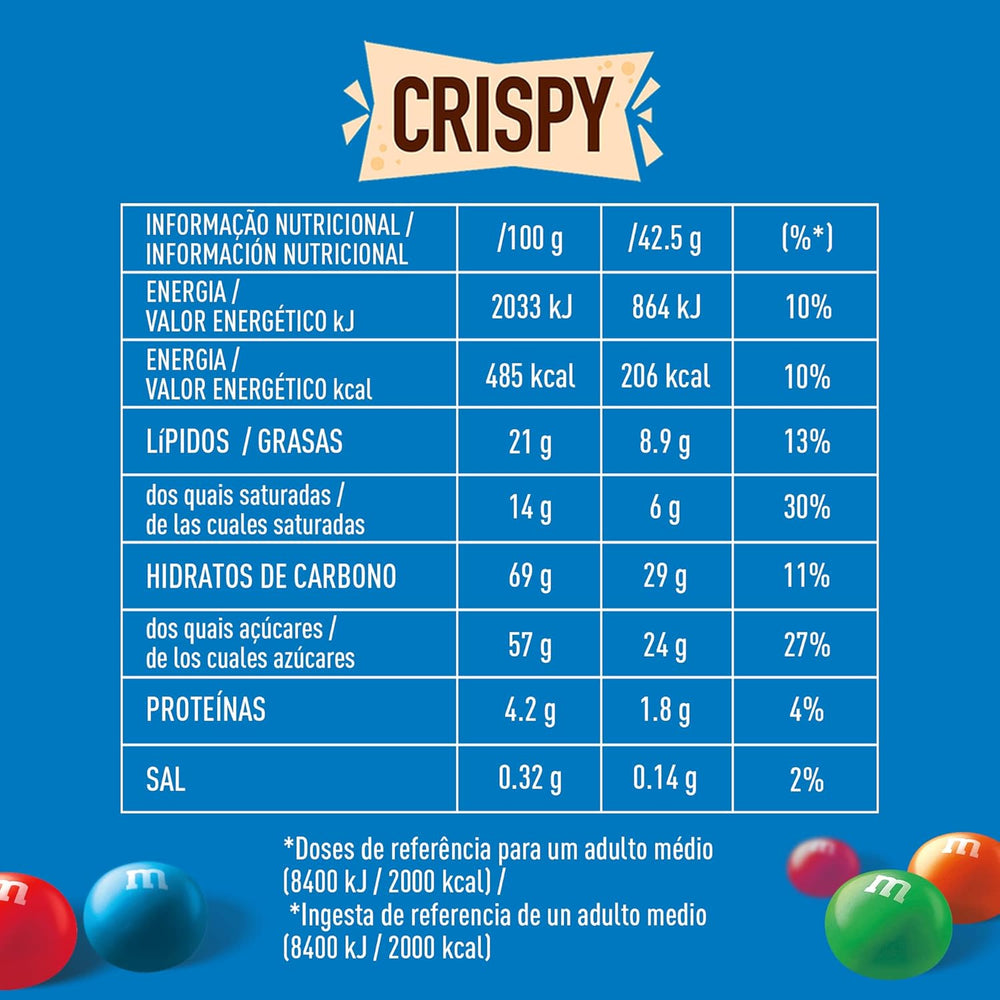 M&M'S Crispy, linte crocantă cu ciocolată și centru crocant, ciocolată, 1 pachet (1 x 340g) (pachet de 2)