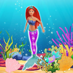 Simba 105733656 - Păpușa Steffi Love Sirena Sclipitoare (39 cm) - sirenă strălucitoare cu schimbare de culoare curcubeu luminos, jucărie rezistentă la apă pentru copii cu vârsta de 3 ani și peste